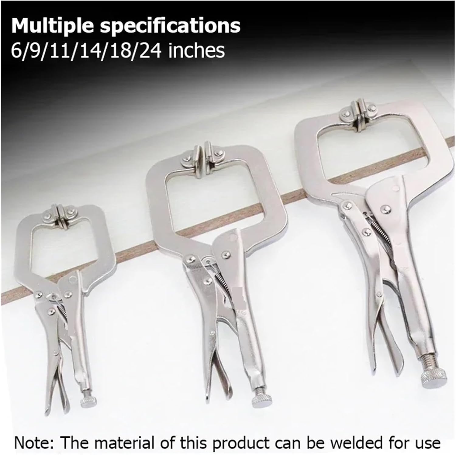 Locking Welding Pliers 1pc 6-24 in Heavy-Duty Locking C-Clamp Pliers Adjustable Welding Clamp Clip Regular Tips Welding Fixing Hand Tool(24 in 600mm)