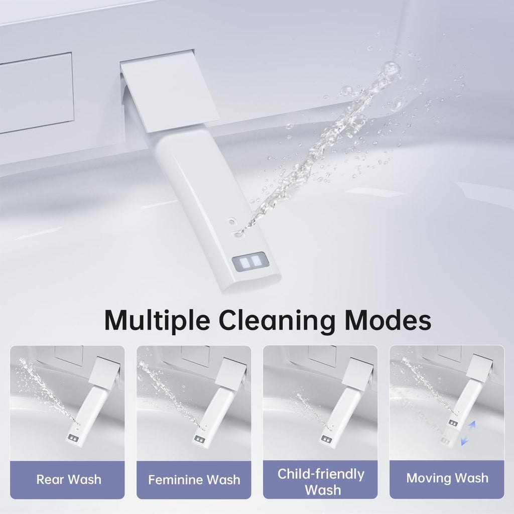 Anwick Smart Toilet with Bidet Built-In | Automatic Toilet Foot Sensor Flush | Elongated One Piece Toilet W/Foam Shield & Self-Cleaning | Bidet Toilet W/Heated Seat, Warm Water & Remote Control (2)