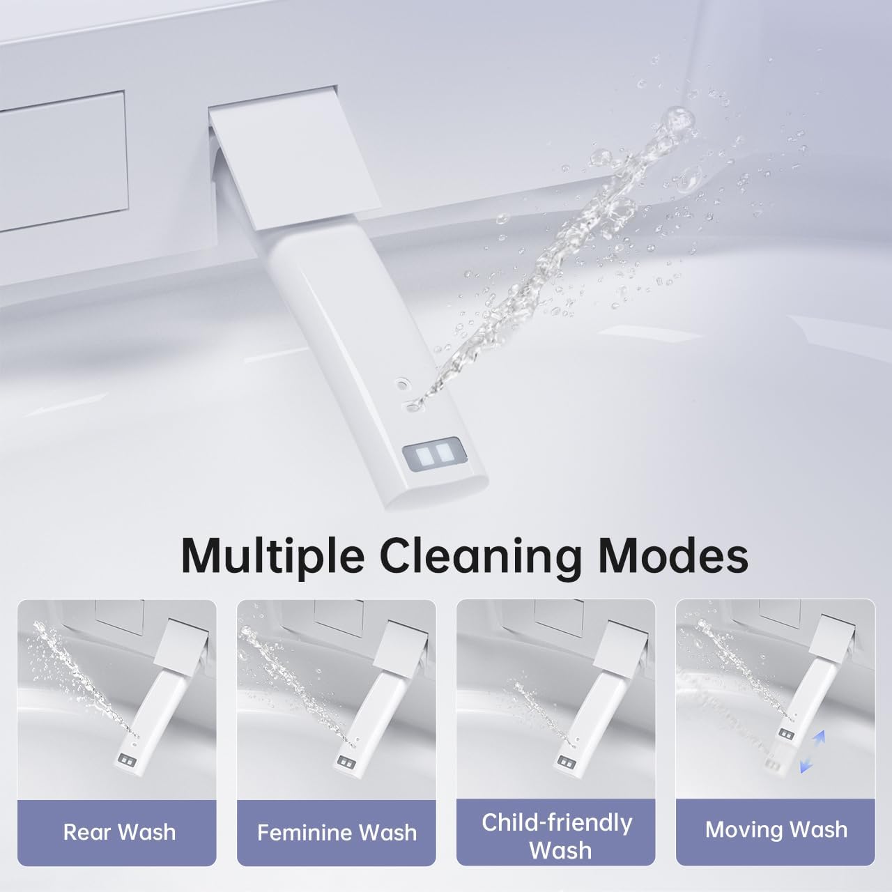 Anwick Smart Toilet with Bidet Built-In | Automatic Toilet Foot Sensor Flush | Elongated One Piece Toilet W/Foam Shield & Self-Cleaning | Bidet Toilet W/Heated Seat, Warm Water & Remote Control (2)