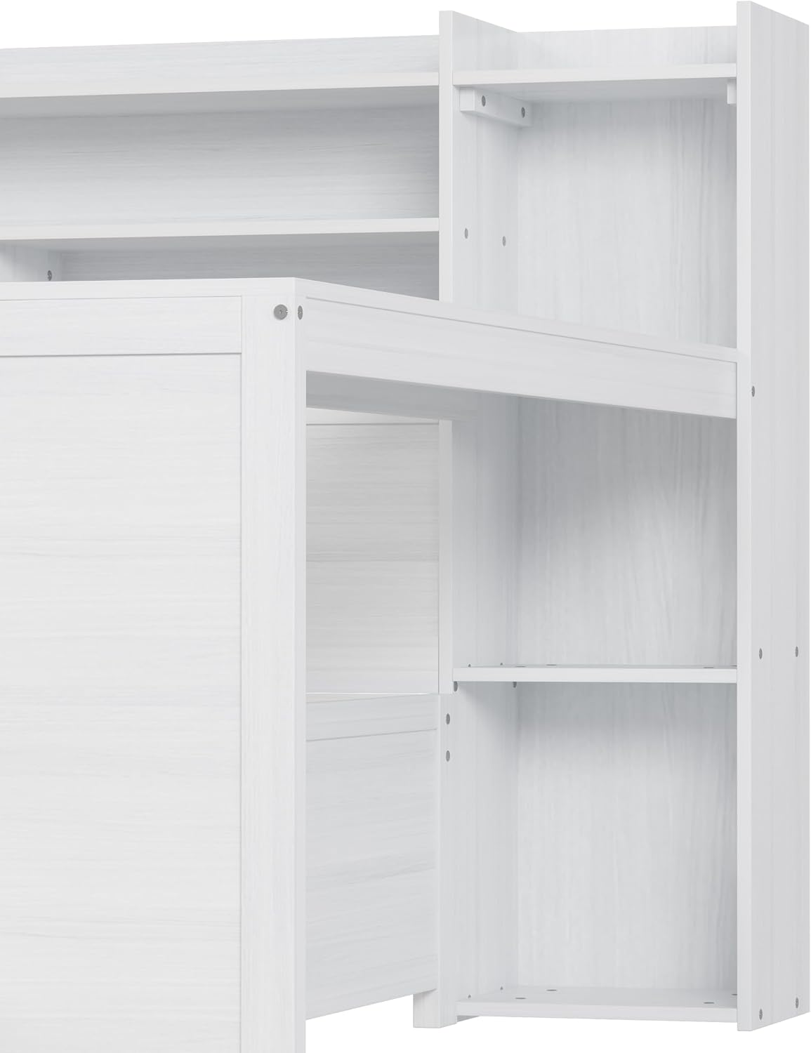 VilroCaz Wooden Twin Size Daybed with Storage Shelves and Study Desk, Multi-Functional Bed DayBed Frame with 2 Storage Drawers for Office Living Room Bedroom, Maximize Space (Antique White-8T)