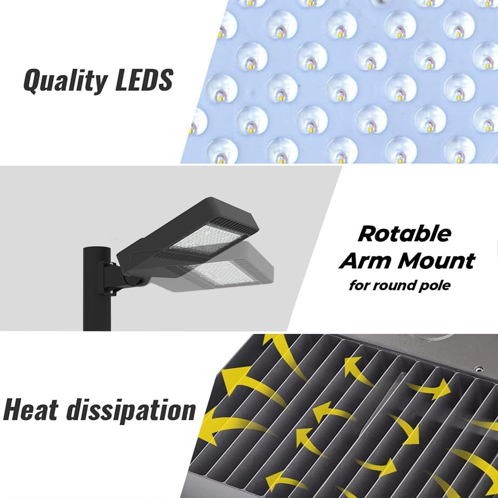 200W LED Parking Lot Lights, LED Shoebox Light Fixture, 26000lm 5000K Outdoor Street Road Lamp, Waterproof Large Area Lighting [800W Equivalent]