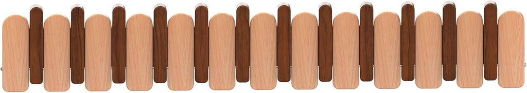 Wall Mounted Piano Key Hanger | Flip Style Hook | Entrance wall Art Hook, Made of Oak Wood (3 Times Painted, 4 Times Polished) (Arc Walnut-Beech, 12Hooks)