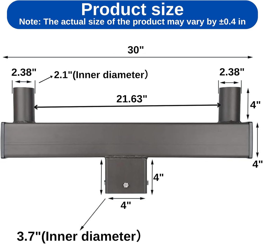 ledmo Square Double Bullhorn Tenon Adaptor, 2 3/8 in Top Mounting Bracket for 2 Lights, Square Pole Mounting Arm for Street Pole Light Fixture