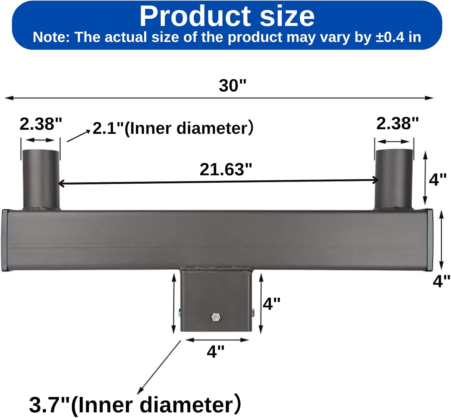 ledmo Square Double Bullhorn Tenon Adaptor, 2 3/8 in Top Mounting Bracket for 2 Lights, Square Pole Mounting Arm for Street Pole Light Fixture