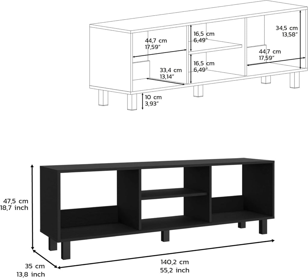 DEPOT E-SHOP Carter 2 Piece Living Room Set, Streamlined with TV Stand and Coffee Table, Black