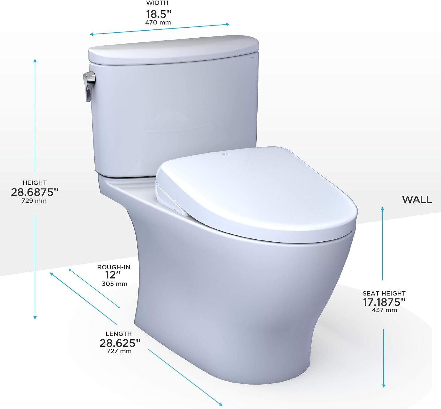 TOTO® WASHLET®+ Nexus® 1G® Two-Piece Elongated 1.0 GPF Toilet with S7 Contemporary Bidet Seat, Cotton White - MW4424726CUFG#01