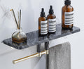 Marble Paper Towel Holder, Towel Rail, Wall Mounted Toilet Paper Holder, Shelf, black-50 Long Shelf with bar