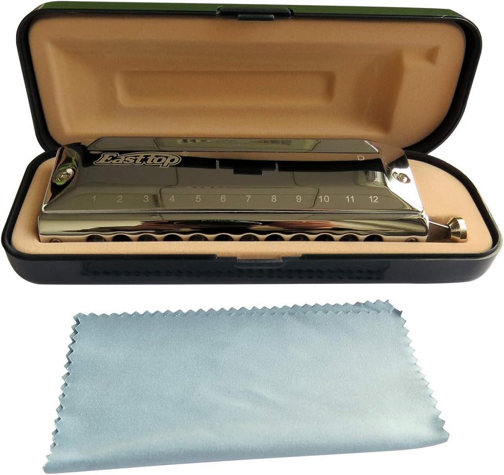 East top Chromatic Harmonica Key of D, 12 Holes 48 Tones Chromatic Mouth Organ Harmonica For Adults, Professionals and Students (D)