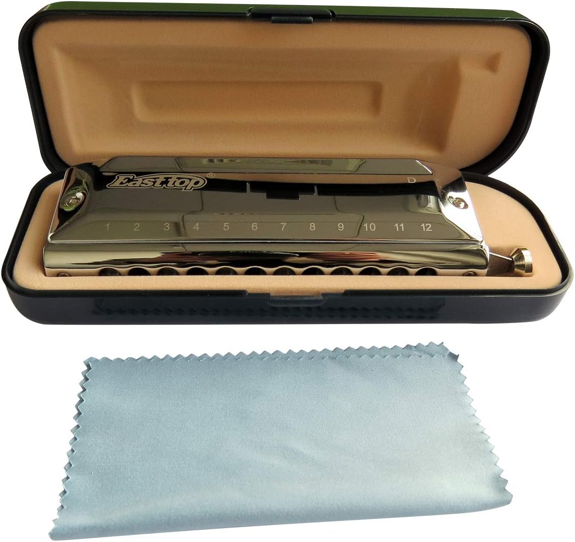 East top Chromatic Harmonica Key of D, 12 Holes 48 Tones Chromatic Mouth Organ Harmonica For Adults, Professionals and Students (D)