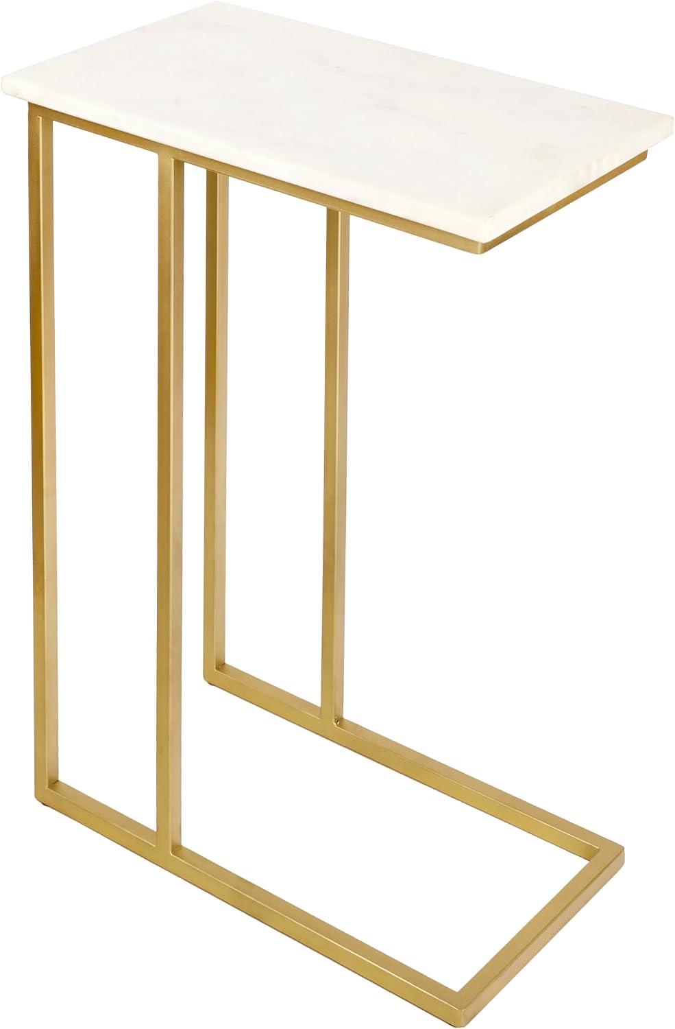 JONATHAN Y END4005B Caius 24.25' Designer Industrial Metal C-Shaped End Table and Side Couch Table with White Marble Top for Living Room, Bedroom, Office, Bathroom, Gold