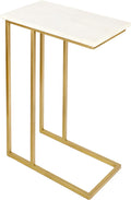 JONATHAN Y END4005B Caius 24.25' Designer Industrial Metal C-Shaped End Table and Side Couch Table with White Marble Top for Living Room, Bedroom, Office, Bathroom, Gold