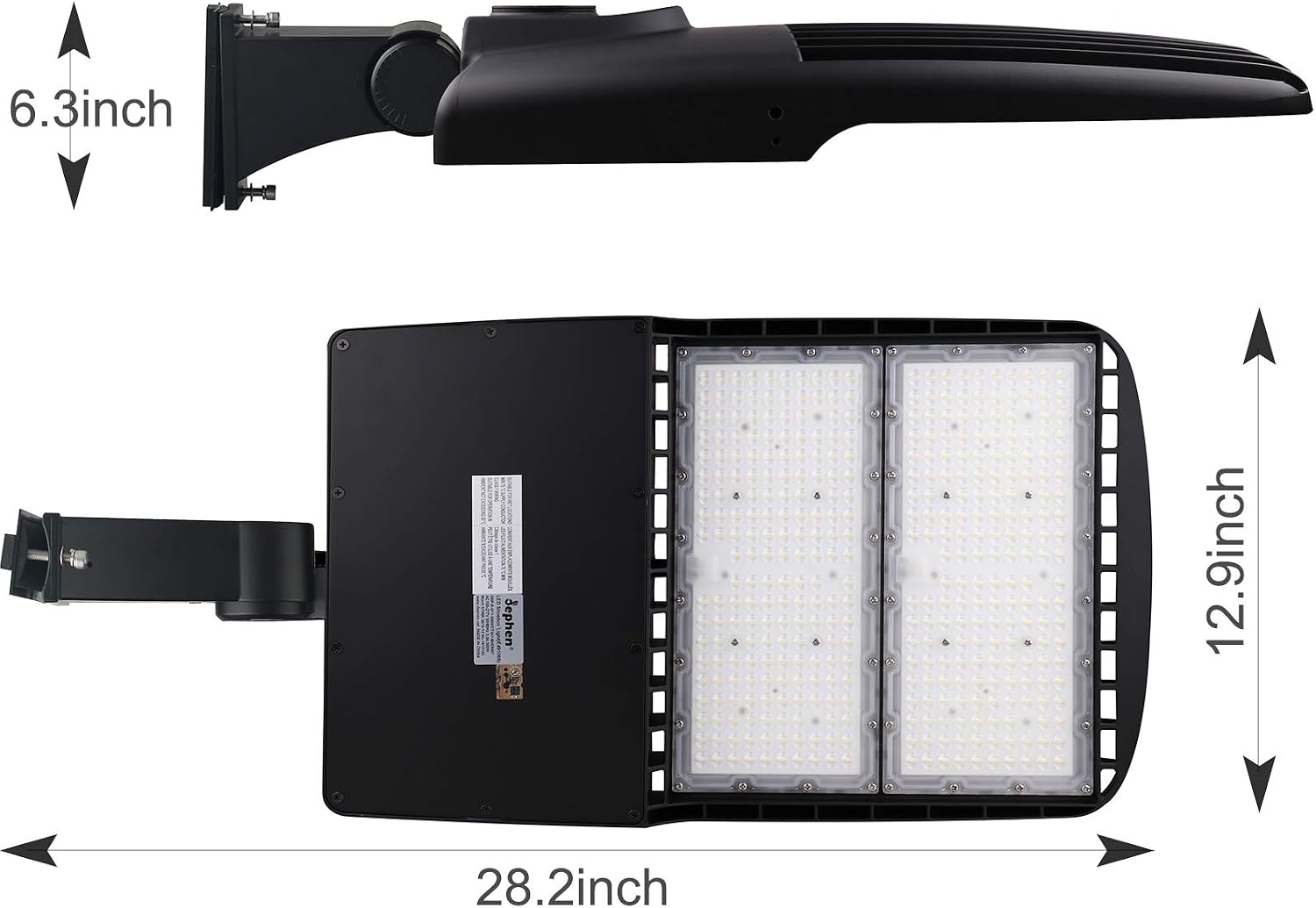 dephen 300W LED Parking Lot Light, 42000Lm 5700K Shoebox Pole Lamp, Outdoor Commercial Street and Area Lighting, 0-10V Dimmable, Arm Mount, 100-277Vac(UL-Listed)