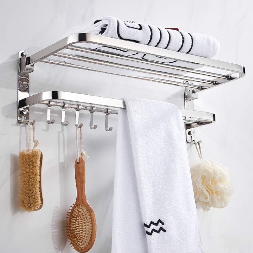 Universal Bathroom Shelf Suction Cup Towel Bar Rack Bracket Rack Storage Rack Double Towel Bar Bathroom Wall Mount Towel Bar Stainless Steel Chrome Polished Hotel Bathroo