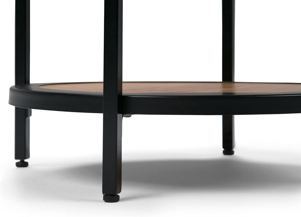 SIMPLIHOME Jenna Metal Side Table - 18 inch Wide Solid Metal Round Accent Table in Natural, Industrial End Table or Small Drink Table for Living Room, Bedroom, or Office with Compact Design