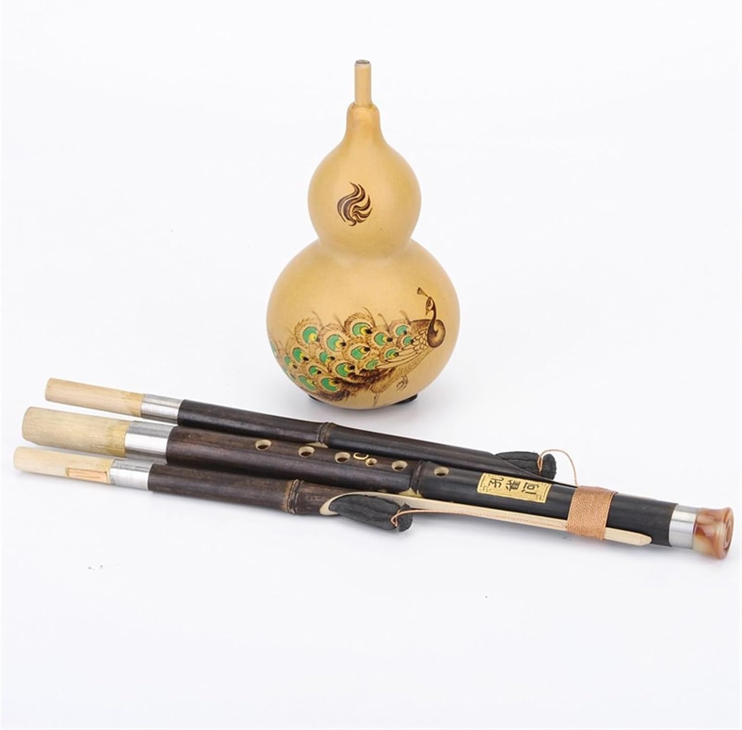 Hulusi Instrument Professional Playing Bamboo Hulusi Flute Natural Gourd Musical Instrument for Adults and Beginners Gourd Flute Piccolo(2,C Key)