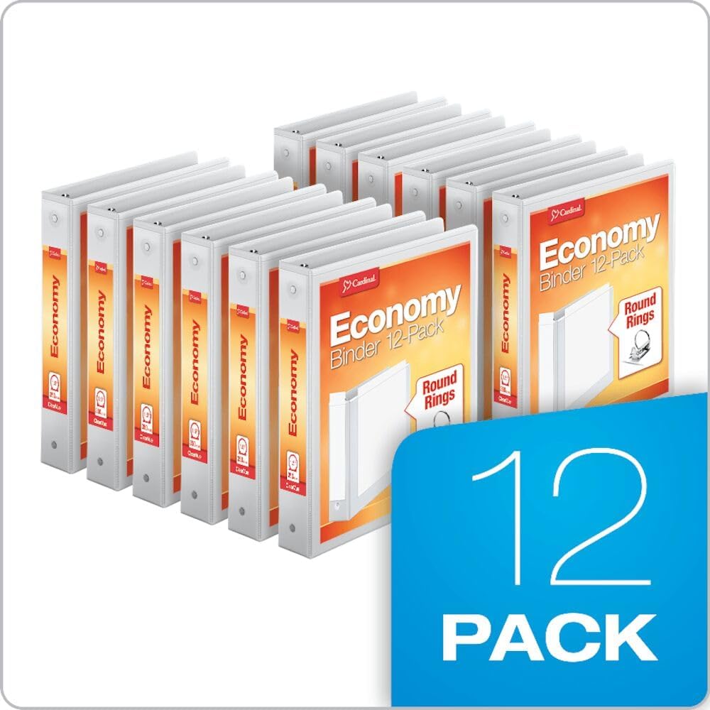 Cardinal Economy Binders Bundle - 4' Slant-D Rings Holds 835 Sheets Case of 6 & 1.5' Round Rings Holds 350 Sheets Carton of 12