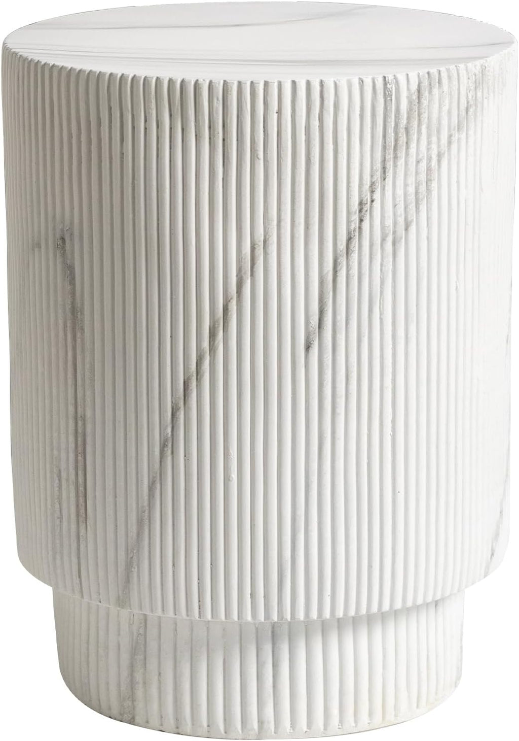 LeisureMod Eden Modern Side End Table – Indoor and Outdoor Accent Table for Living Room, Bedroom, Patio, Balcony, Porch, Garden, Small Spaces in White Marble