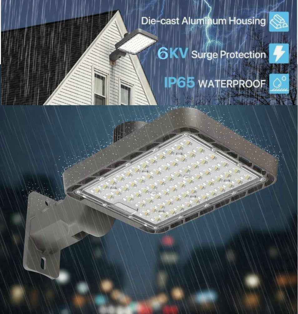 CYLED 200W LED Shoebox Pole Light, 23,800 Lumens Parking Lot Lights (550W Equivalent), Outdoor Light Fixtures, 6000K Led Street Area Lighting, 120 Beam Angle, IP65
