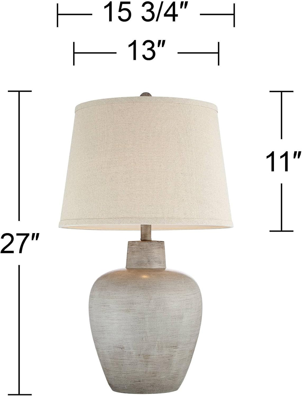 Regency Hill Glenn Rustic Country Cottage Style Table Lamps 27' Tall Set of 2 Southwest Urn Neutral Fabric Drum Shade Decor for Living Room Bedroom House Bedside Nightstand Home Office