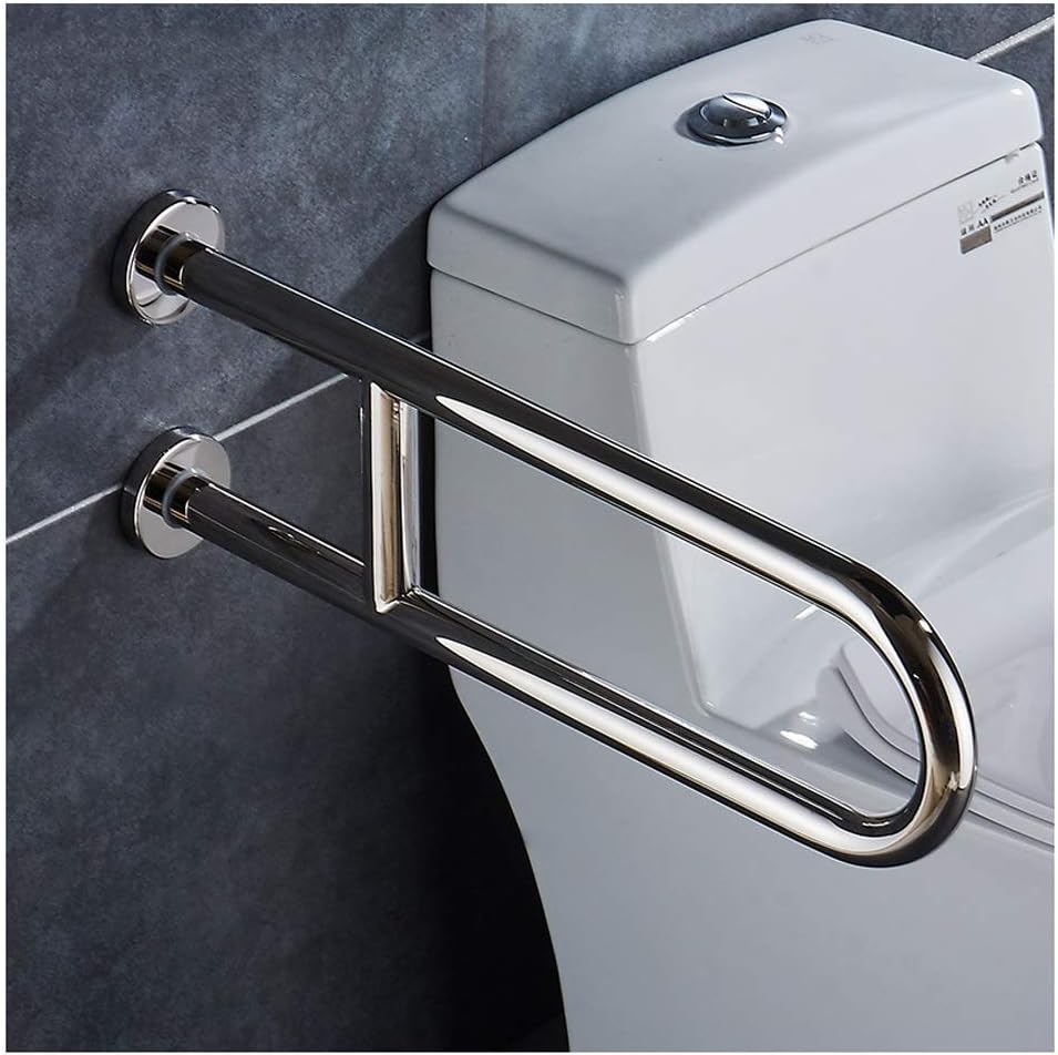 Toilet Frame Bathroom Toilet Grab Handles U-Shaped 24-Inch Grab Bars for Toilet and Bathrooms, Support Polished Chrome Safety Support Rail for Showers