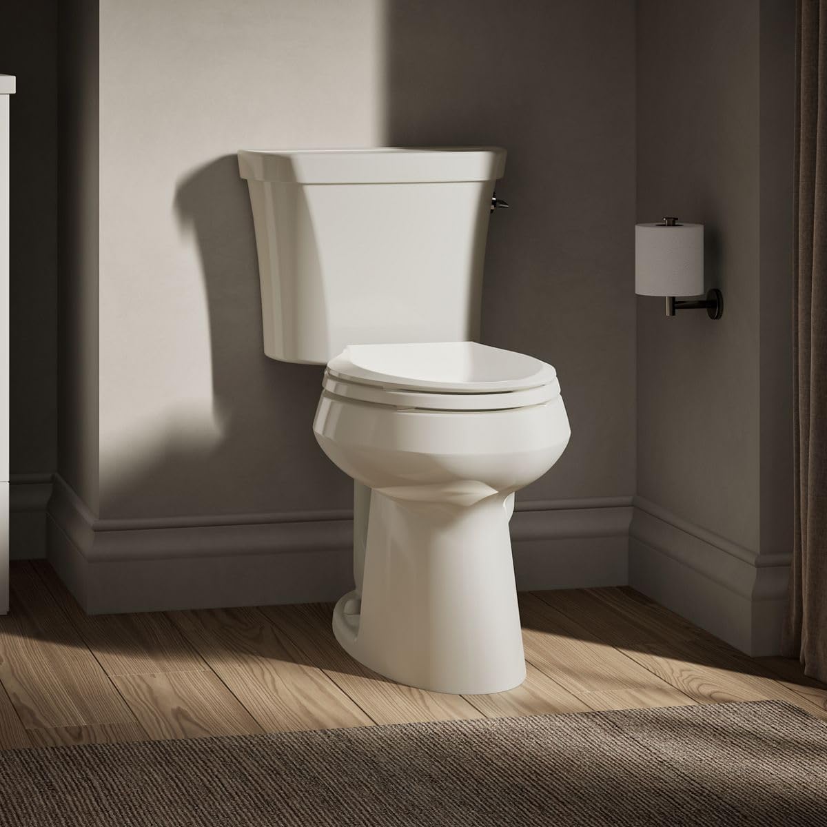Kohler K-6393-RA-96 Highline Comfort Height Two-Piece Elongated Dual Toilet with Class Five Flush Technology and Right-Hand Trip Lever Biscuit