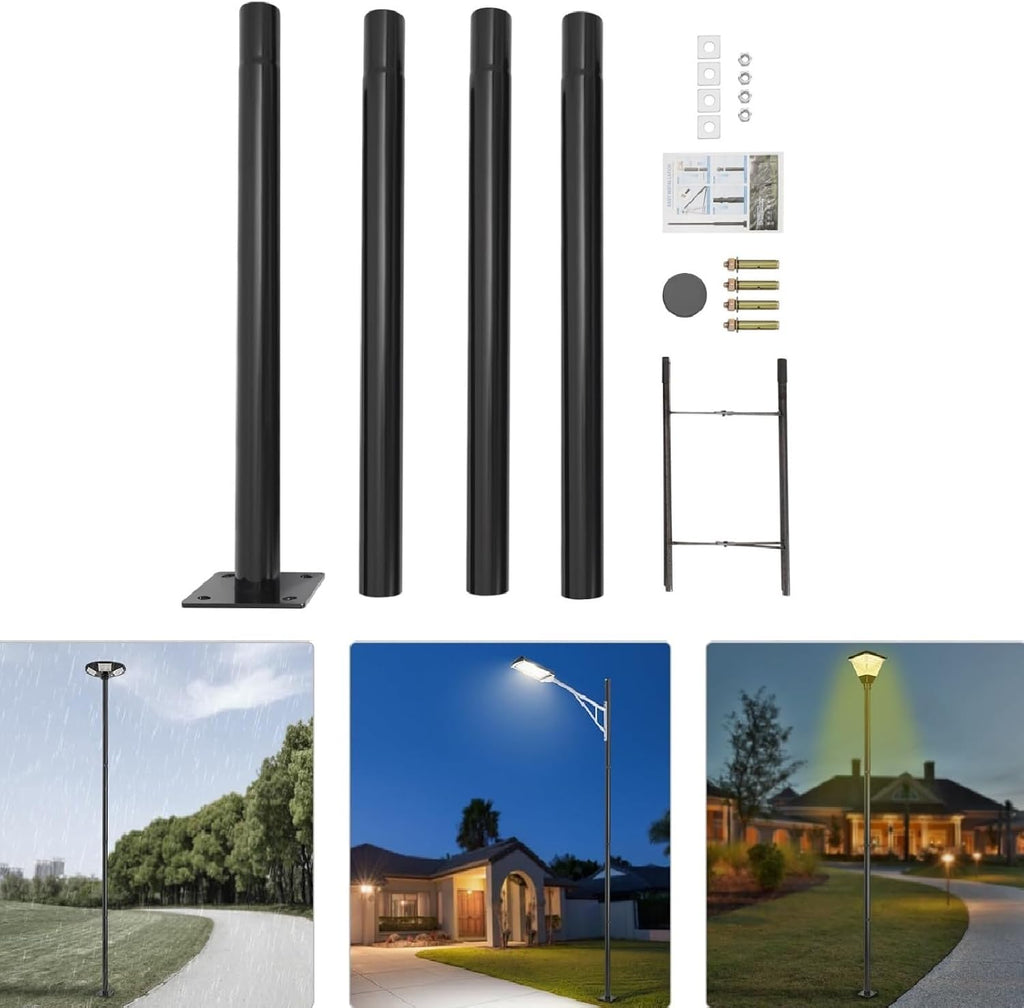 Street Light Pole, 13ft Tall Split Street Lamp Post for Outdoor Street Courtyard Parking Lot Lighting Post Fixtures with Mounting Ground Cage, Patio Lighting Pole (13FT 76mm)