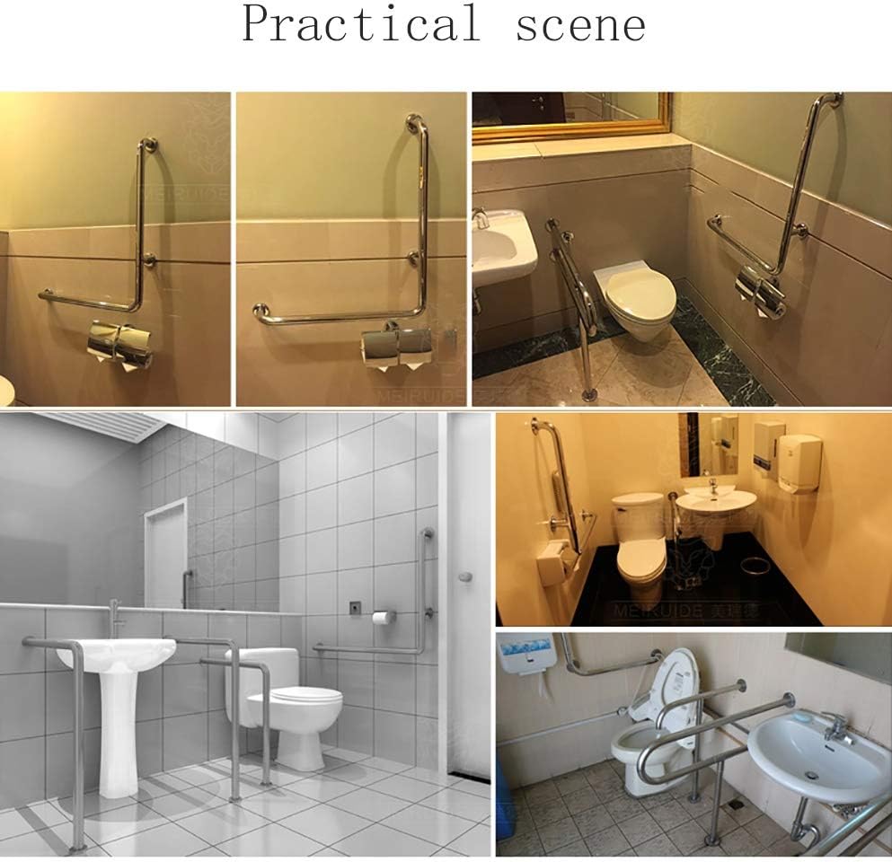 Grab Bars Handle Safety Support Hand Rails, Wall Mount L-Shape Grab Bars for Bathroom,Towel Rack ,Bathroom Chrome Stainless Steel Antislip Grab Rails,Support Handle Shower Safety Anti-Slip Handle, Lef