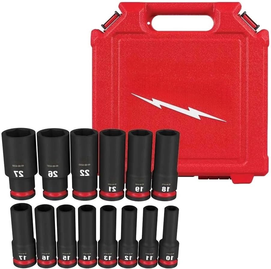 14PC 49-66-7014 for Milwaukee 1/2' hex Drive Metric Deep Socket Set w/case