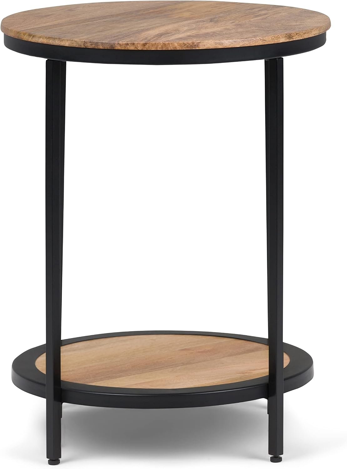 SIMPLIHOME Jenna Metal Side Table - 18 inch Wide Solid Metal Round Accent Table in Natural, Industrial End Table or Small Drink Table for Living Room, Bedroom, or Office with Compact Design