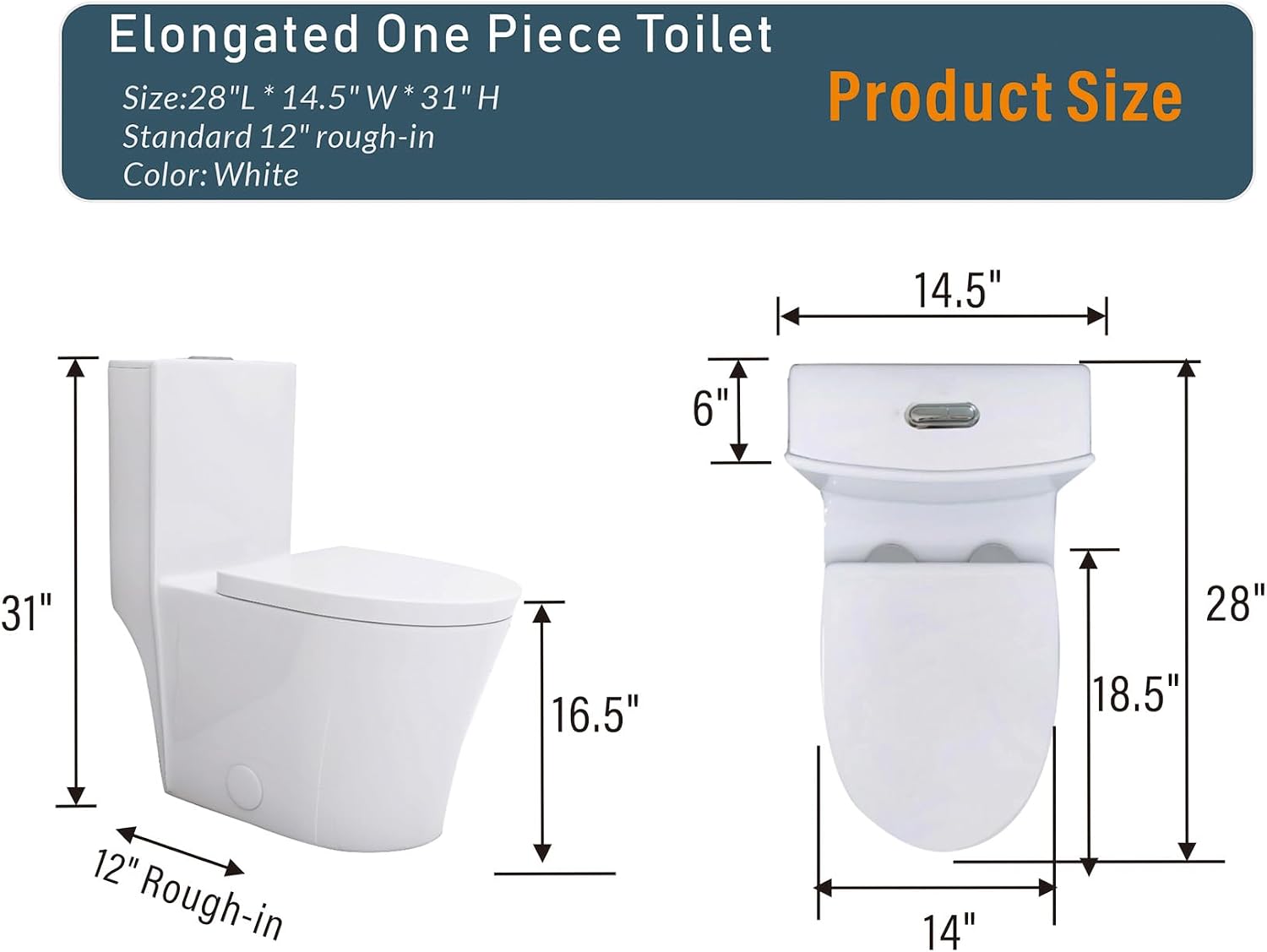 Elongated One Toilet White