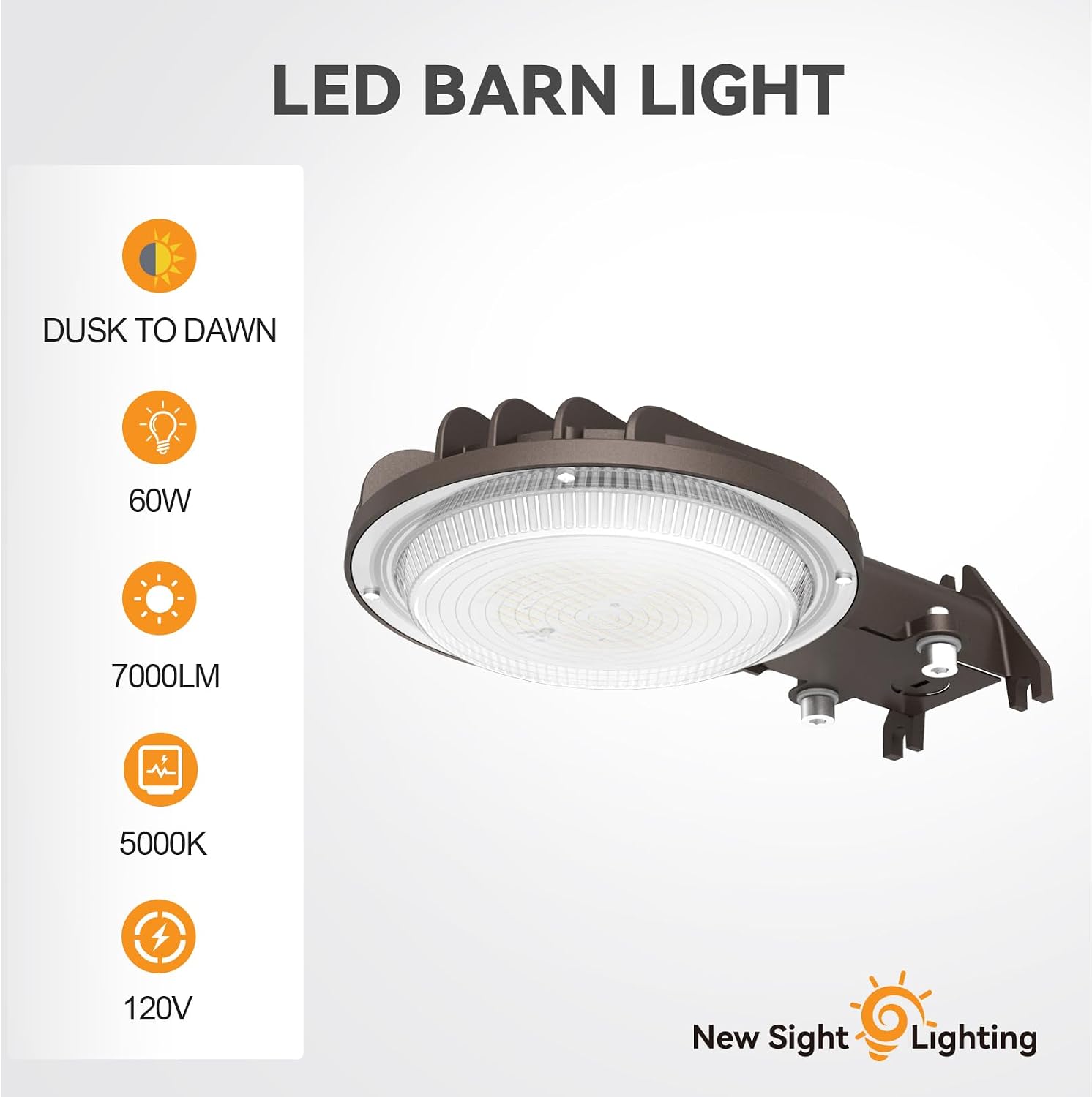LED Barn Light 60W, Dusk to Dawn Outdoor Lighting with Photocell, 5000K Daylight, 7000LM, 120V Street Area Light, UL & FCC Certified, IP65 Waterproof, Security Lights for Yard Garage Porch Farm, 4PK