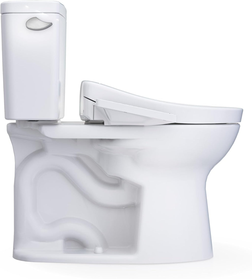 TOTO® Drake® WASHLET®+ Two-Piece Elongated 1.28 GPF Universal Height TORNADO FLUSH® Toilet with S2 Bidet Seat, 10 Inch Rough-In, Cotton White - MW7763346CEFG.10#01