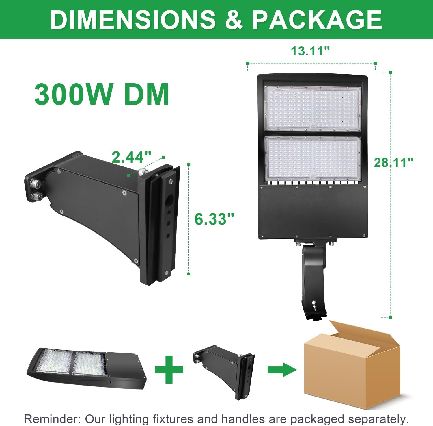 300W LED Parking Lot Light, 42000LM(140lm/w) LED Shoebox Area Light, 5000K Dimmable Commercial Outdoor Street Lighting(1000W HID/HPS Equivalent) with Direct Arm Mount IP65 100-277VAC