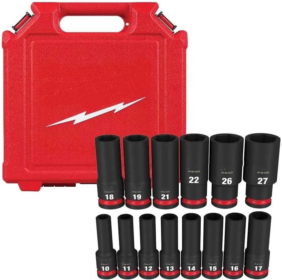 14PC 49-66-7014 for Milwaukee 1/2' Drive Metric Deep 6-Pt Socket Set