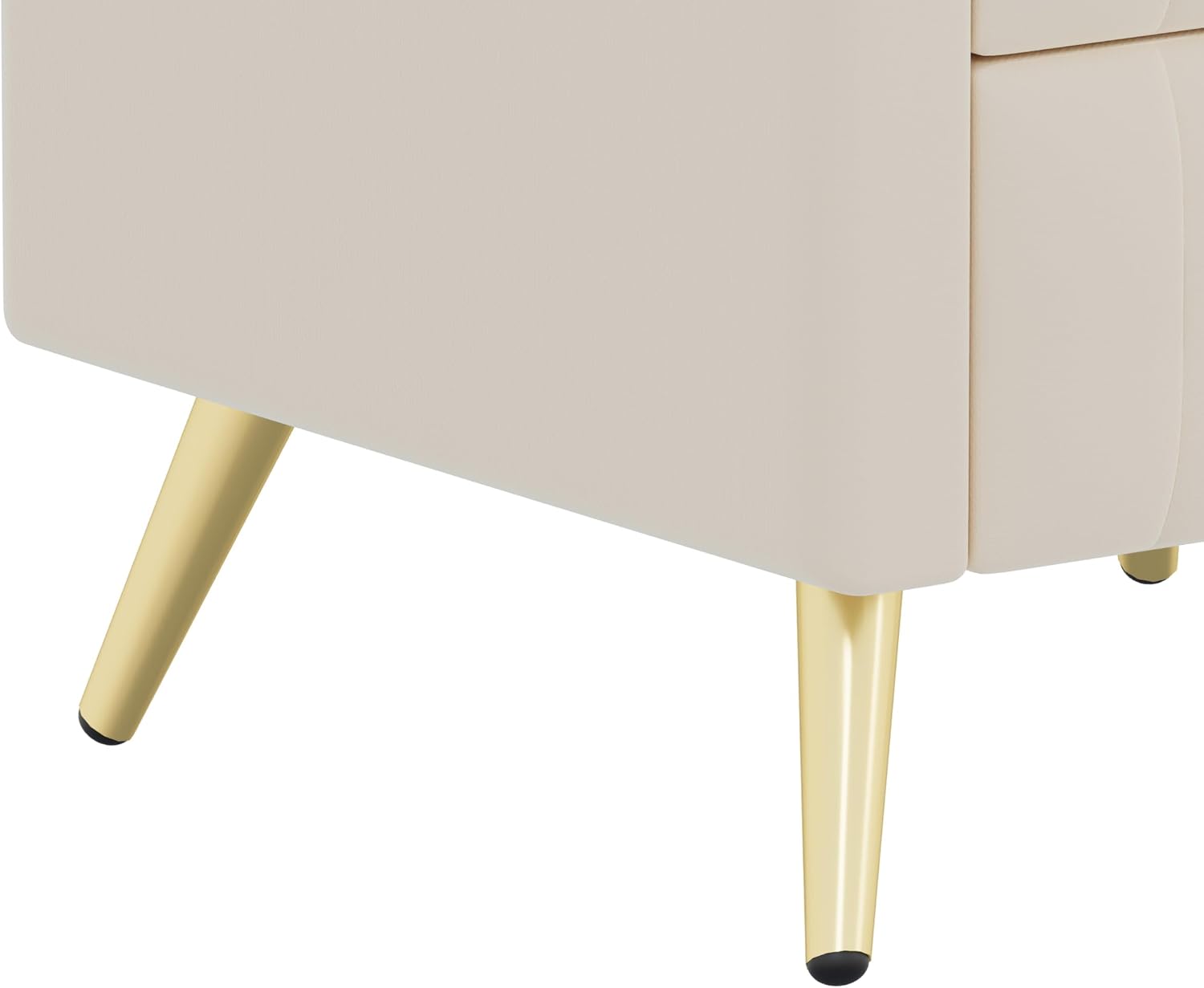 Merax Nightstand with 3 Storage Drawers, Upholstered Wood Bedside End Table with Marbling Top, Beige