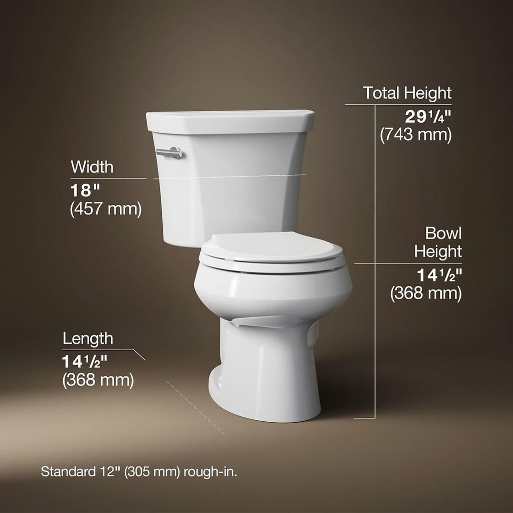 1.28 GPF Two-Piece Round Toilet with 12' Rough In and Tank Locks from the Wellworth Collection