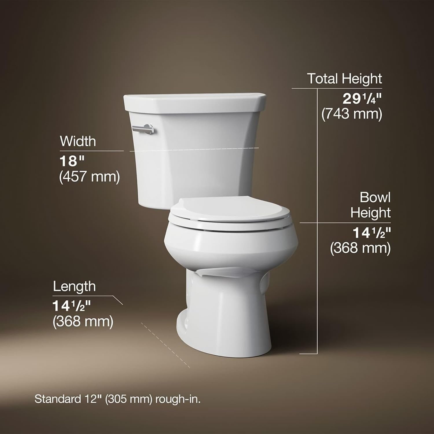 1.28 GPF Two-Piece Round Toilet with 12' Rough In and Tank Locks from the Wellworth Collection