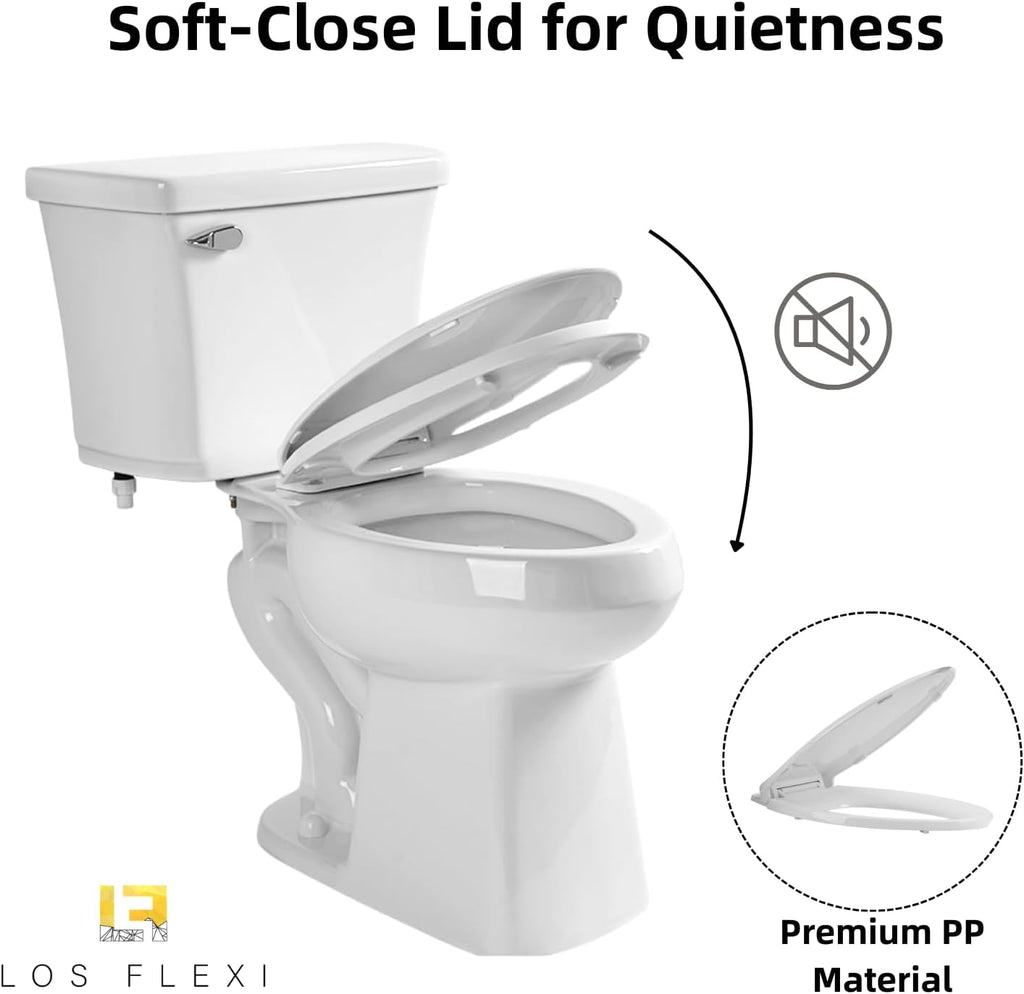 Pressure Assisted Toilet with 18.8' Comfort Tall Height, Los Flexi Two Piece Toilet With Powerful Flush, ADA & Elongated Bowl, 1.0 GPF Water Saving Siphon Flush, 12' Rough-In & Easy Installation