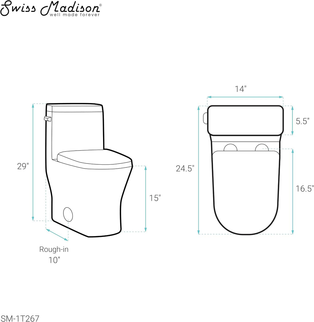 Sublime II One-Piece Round Toilet with Left Side Flush, 10' Rough-In 1.28 gpf