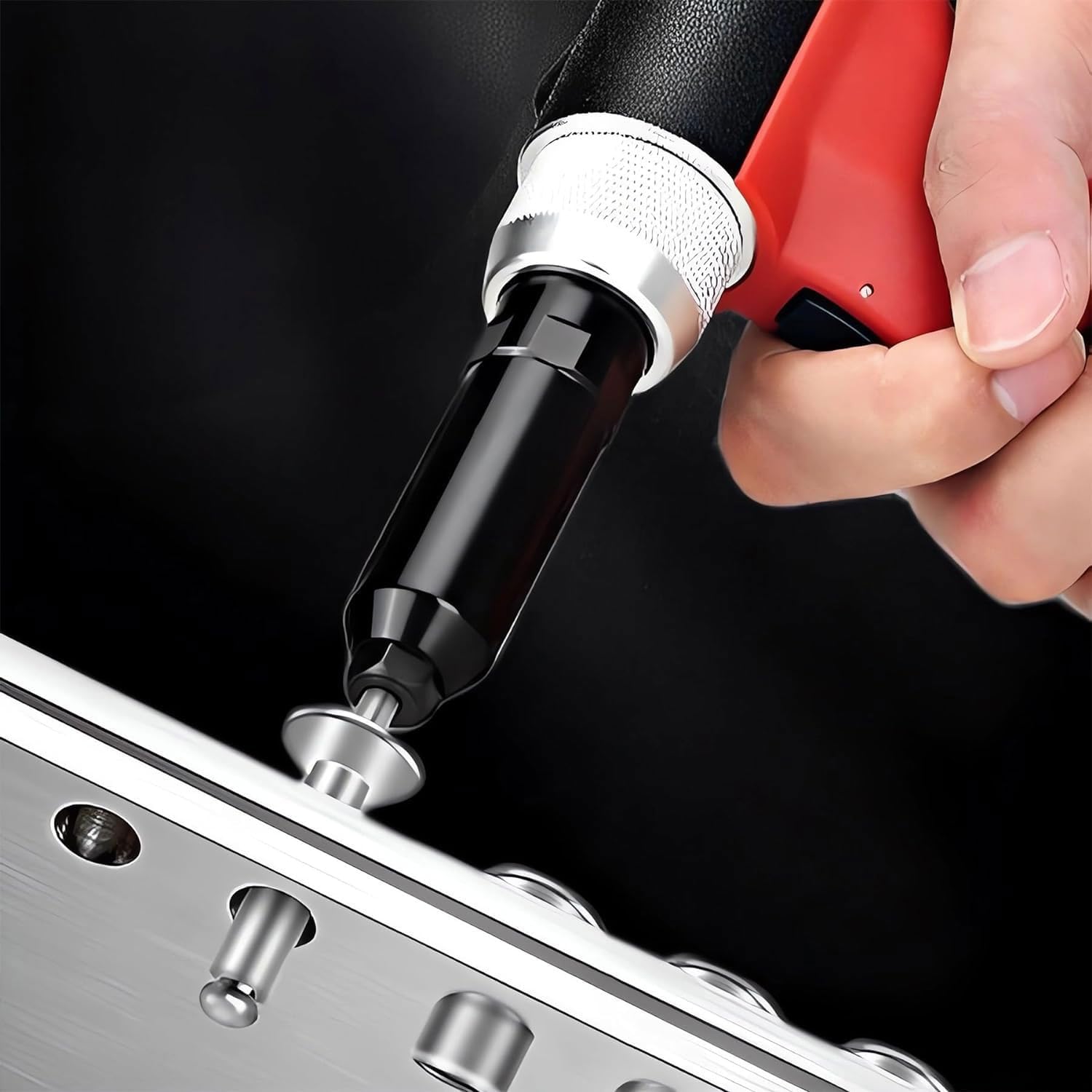 JOSBY Pneumatic Pop Rivet Gun Kit, Heavy Duty Air Hydraulic Rivet Gun, 20MM Working Stroke& 2800KGS Pulling Force, Professional Riveting Machine, Hand Tool Set, for Mechanical Industry