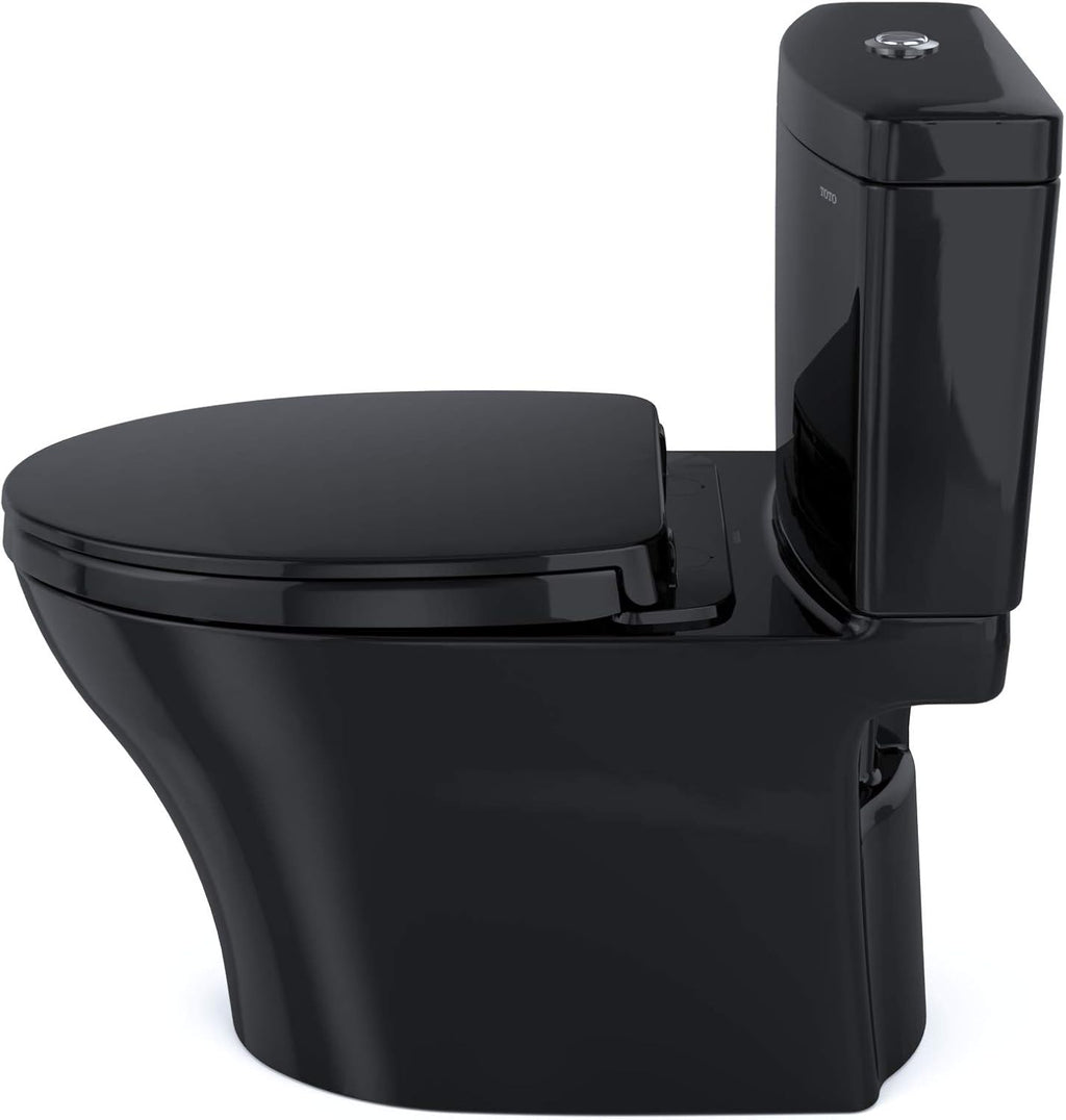 TOTO® Aquia® IV Two-Piece Elongated Dual Flush 1.28 and 0.9 GPF Universal Height Toilet, WASHLET®+ Ready, Ebony - MS446124CEMFN#51