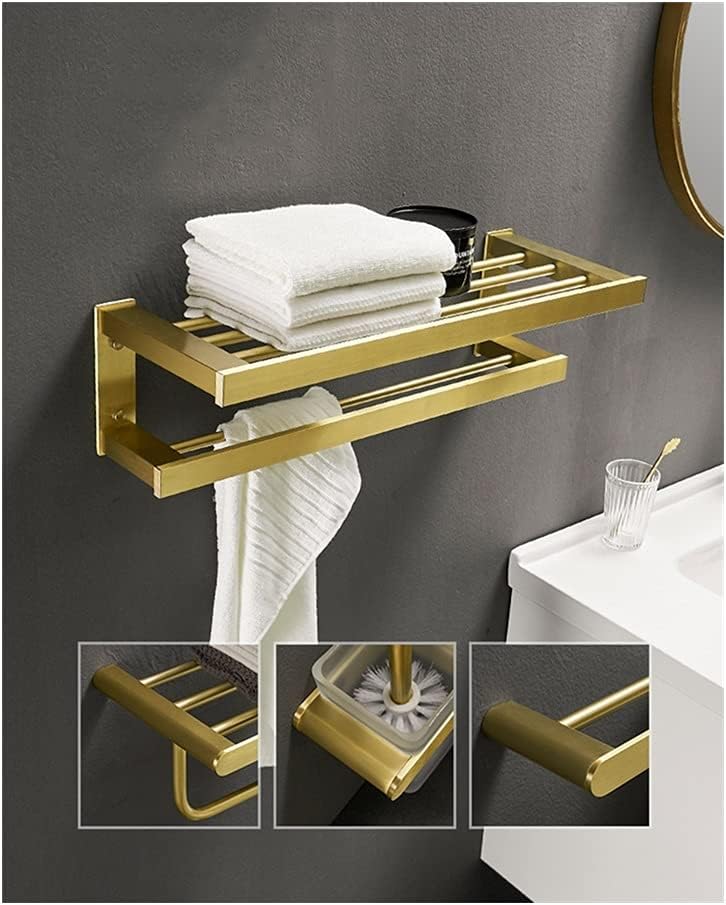 Towel Bars Towel Rails Bathroom Wall Mounted Holder Brushed Gold Black Storage Hanger Bar Movable Pole