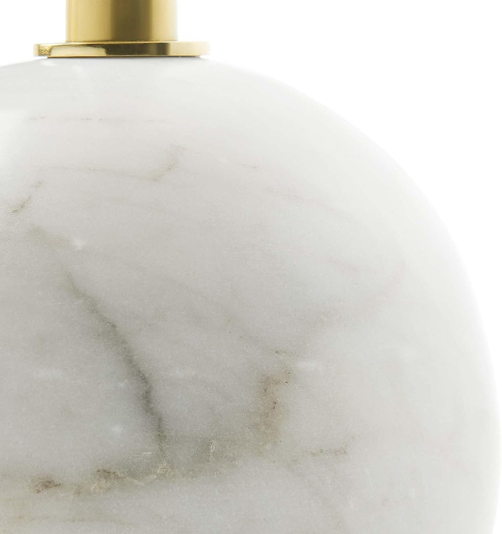 Modway EEI-6606-WHI-BRA Aliza White Marble Round Side Living Room End Table in Brass with White Marble Base