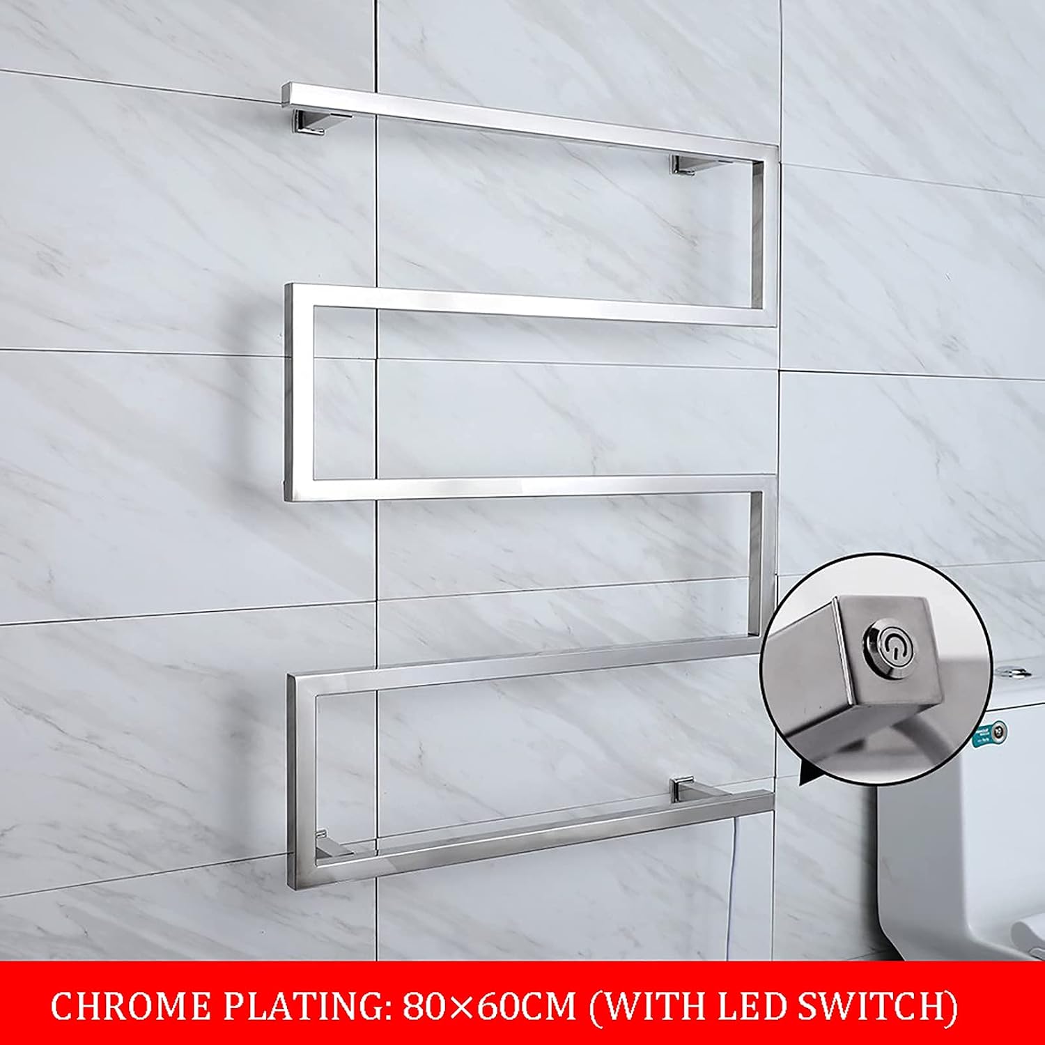 Heated Towel Warmer Racks Wall Mounted Electric Towel Warmer with 5 Bars Electric Towel Rack Stainless Steel Heated Towel Rails, 90W Low Power Consumption Towel Dryer,Chrome,Plug in