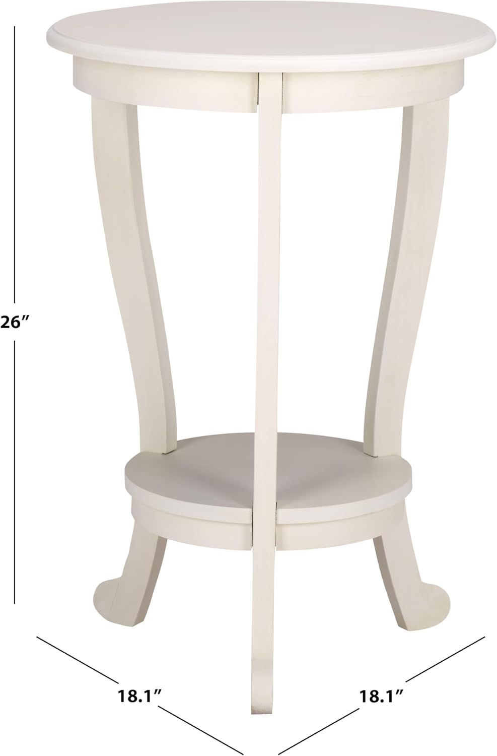 SAFAVIEH Furniture - Mary Pedestal Table - Ivory - Solid Wood - Farmhouse Pedestal Design - Ideal for Living Room, Entryway, Home Office, 18.1' W x 18.1' D x 26' H (AMH5711J)