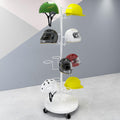 Hat Rack Helmet Stand Adjustable Swivel Hat Organizer Rack - Mobile Metal Hat Display Stand for Motorcycle Helmet, Commercial Floor Standing, Modern Baseball Cap and Fedora Hat Rack, Hard Hat Storage