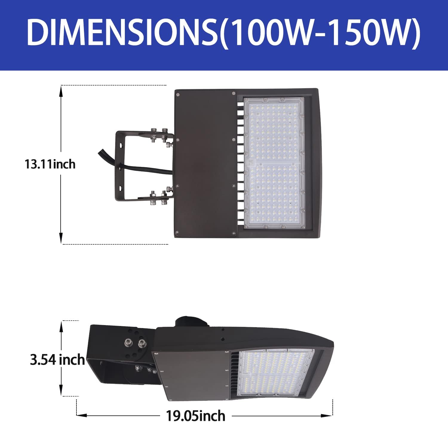 100W LED Parking Lot Light with Dusk to Dawn Photocell, 14000 LM (140lm/w) 5000K LED Shoebox Light Outdoor Street Area Lighting 100-277V (Yoke Mount)