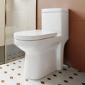 Compact One Piece Toilet Matte Black, Space-Saving Powerful Dual Flush Round Small Toilet for Bathrooms, Average 1.28 GPF, Skirted Design Upgraded UF Quiet & Soft Close Seat (12' Rough-in Toilet)