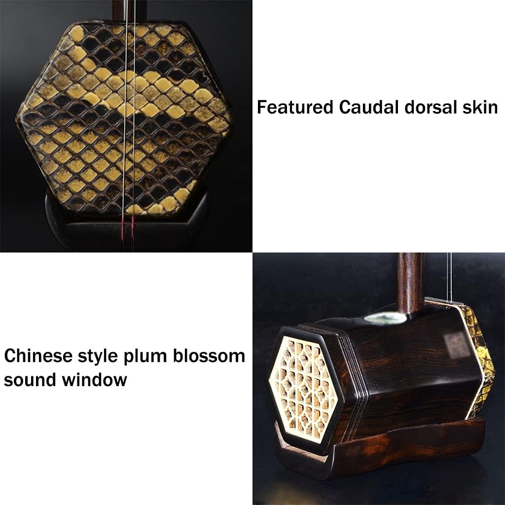 Erhu Chinese Traditional Ethnic Ebony Erhu Musical Instrument Adult Beginners Practice Playing The 2-String Violin Huqin Gift (Color : Black Size : 8213.1cm)