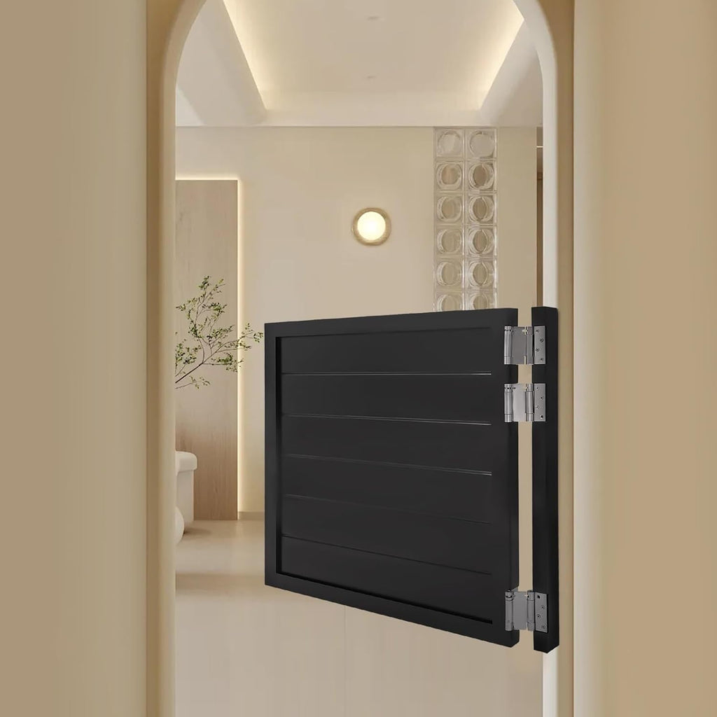 Swinging Door Cafe Doors,Solid Wood Swing Door Interior Saloon Half Partition Doors with 3 Hinges for House Kitchen Shop Entrance Pub Porch(35.4 * 35.4in-Black)